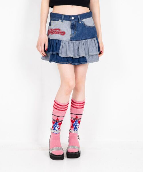 【HYSTERIC GLAMOUR】ROLLING HEART スクラッチ フリルスカート HYSTERIC GLAMOUR デニムスカート ROLLING HEART スクラッチ