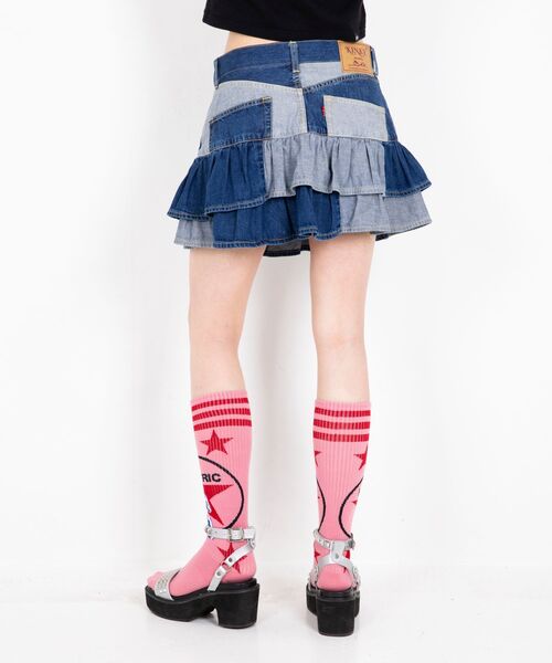 【ヒステリックグラマー】ROLLING HEART デニムフリルスカート HYSTERIC GLAMOUR デニムスカート ROLLING HEART スクラッチ