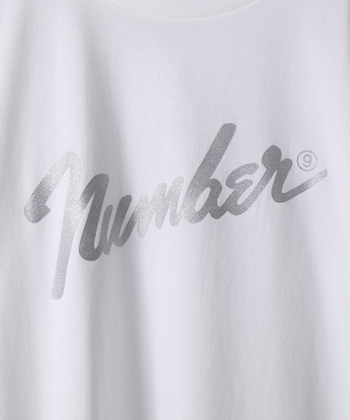 JULYNINE ジュライナイン　09.ホワイト×シルバーロゴT NUMBER (N)INE tシャツ Number(9) GLITTER PRINTED T-SHIRT