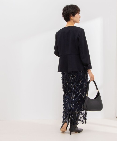 NOLLEY'S（ノーリーズ） ノーカラージャケット 36 ネイビー レディース