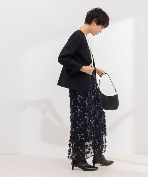 NOLLEY'S（ノーリーズ） ノーカラージャケット 36 ネイビー レディース