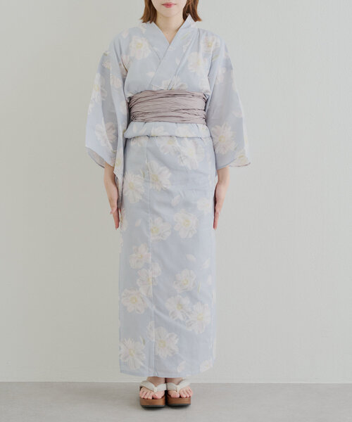 nicoさま専用　⭐︎未使用・未開封・美品⭐︎　浴衣+着付け5点セット　サイズS モノトーンニュアンスフラワー浴衣3点セット 浴衣セット