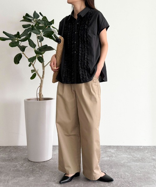 平パン(中)黒 fredy emue マルチサイズ チノパン ツータックワイドストレート