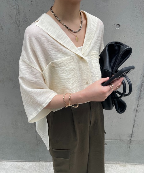 「COLLAGE GALLARDAGALANTE」 半袖シャツ FREE アイボリー レディース