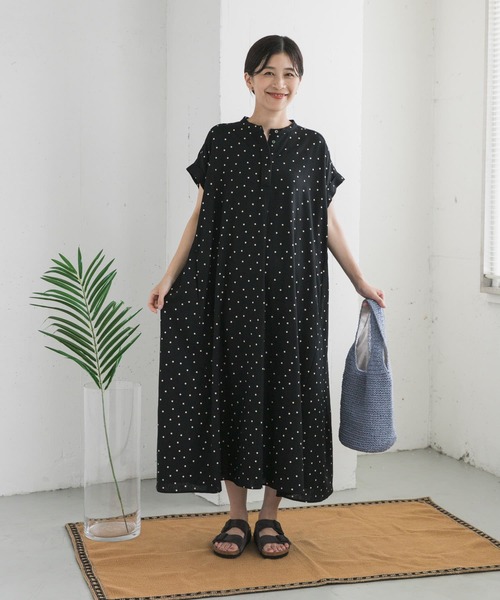 URBAN RESEARCH DOORS リネンレーヨンドットフレアワンピース URBAN RESEARCH DOORS｜リネンレーヨンドットフレアワンピース