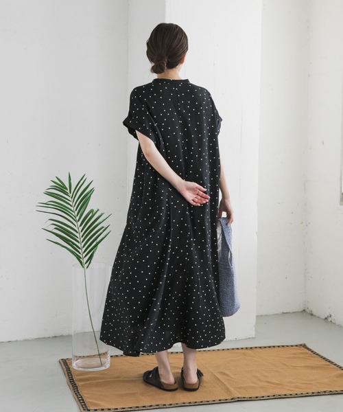 新品タグ付◆ DOORS リネンドットフレアワンピース URBAN RESEARCH DOORS ワンピース リネンレーヨンドットフレア