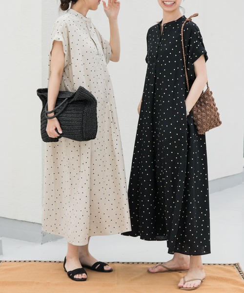 DOORS リネンレーヨンドットフレアワンピース セール】リネンレーヨンドットフレアワンピース（ワンピース