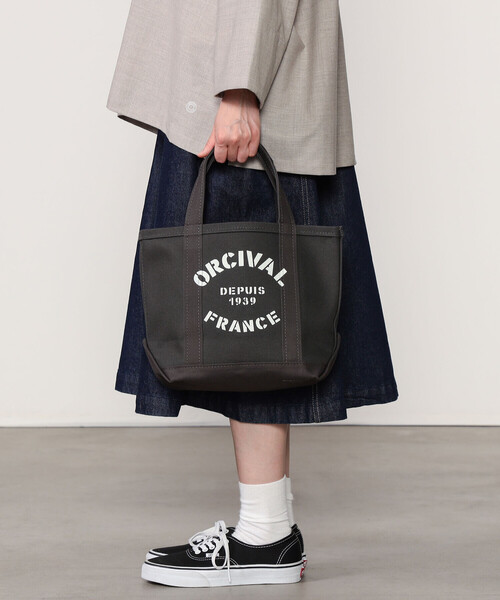 ORCIVAL ペイント　プリント トートバッグ　新品未使用　ブラック ORCIVAL（オーシバル） トートバッグ | プリント キャンバストート
