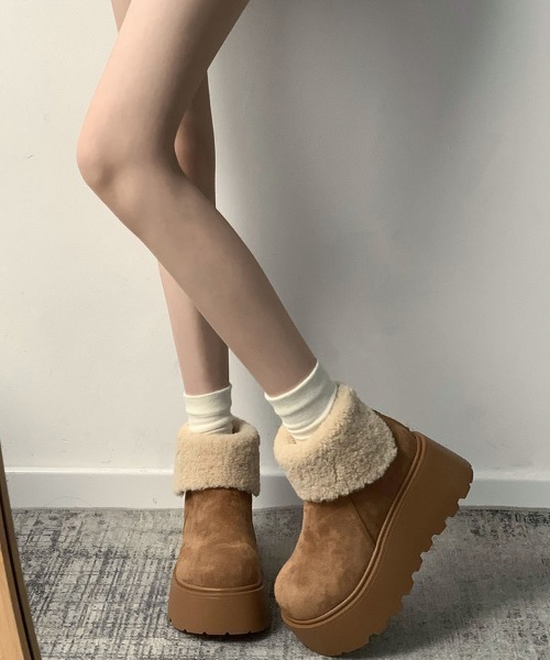 BONBONページ￼￼ ￼ベージュムートンブーツ 23cm ブーツ 厚底ムートンブーツ レディース : ZOZOTOWN Yahoo!店 - 通販