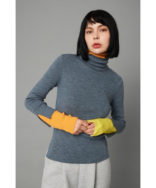 【カール】ヘリンドットサイ　長袖ニットセーター HeRIN.CYE（ヘリンドットサイ）の「Cuff frill turtle neck（ニット
