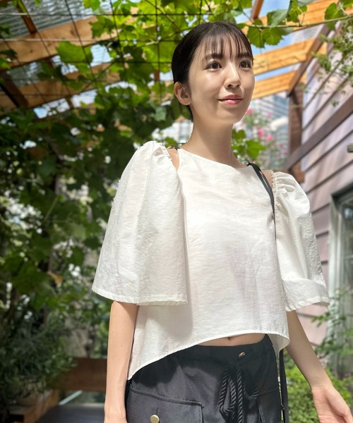 「AVIE」 半袖ブラウス 38 オフホワイト レディース_画像4