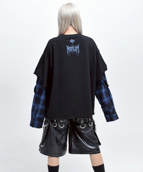 『REFLEM/レフレム』レイヤ―ドチェックTee ロングスリーブカットソー REFLEM/レフレム』レイヤ―ドチェックL/S Tee/ロングスリーブカットソー