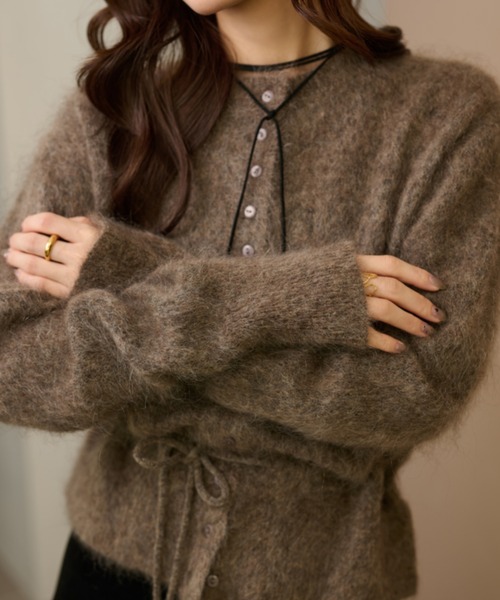 MaxMara STUDIO ロングカーディガン ウエストリボン ニット Max Mara（マックスマーラ） ロングカーディガン GESTRO レディース