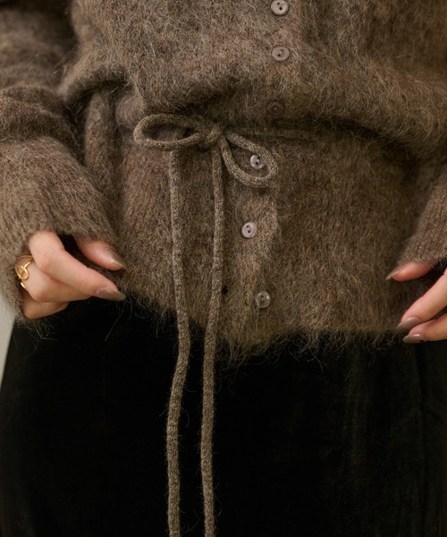 カーディガン mohair waist ribbon knit cardigan /モヘアウエスト