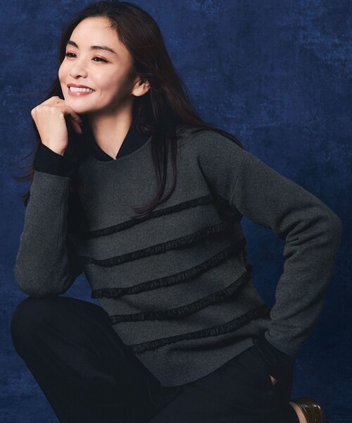 23区（ニジュウサンク） ニット セーター フリルボーダー ニット