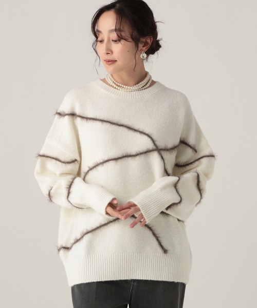 lohen ライン ニット セーター　グレー Elura（エルーラ） ニット セーター シャギーラインニット/621800