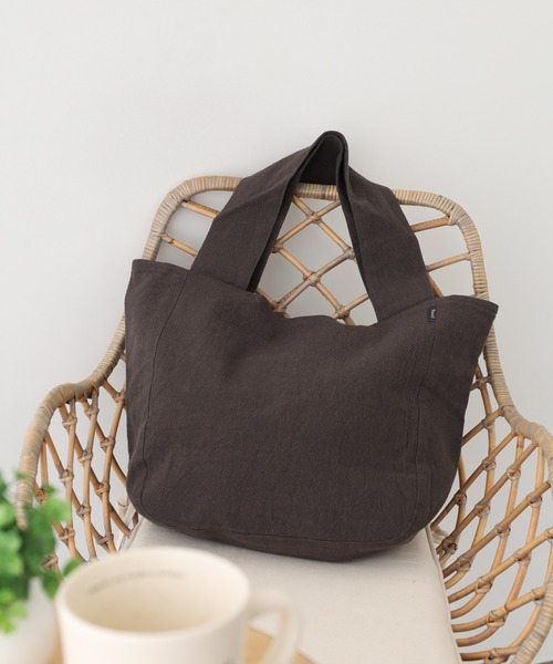 トートバッグ ウォッシュドコットン ラウンドバッグ L レディース