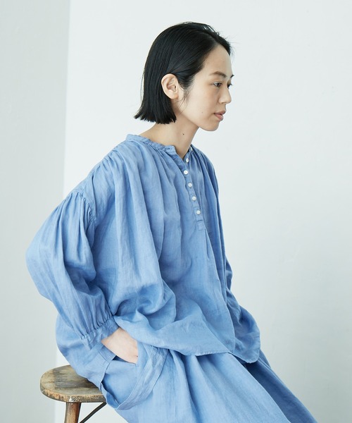 「IKKUNA」 7分袖ブラウス 1 ブルー レディースの画像