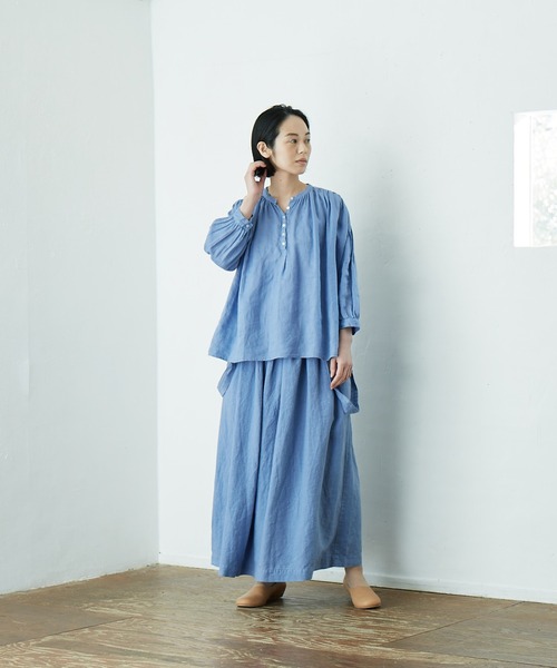 「IKKUNA」 7分袖ブラウス 1 ブルー レディースの画像