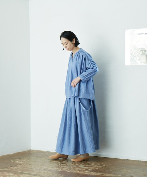 「IKKUNA」 7分袖ブラウス 1 ブルー レディースの画像