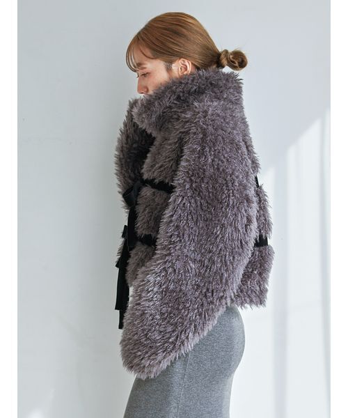 SNIDEL（スナイデル） ムートンコート ボアコート Sustainableリボン