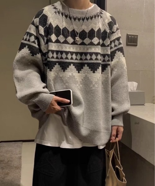 セーター ニット オーバーサイズノルディックニット メンズ レディース