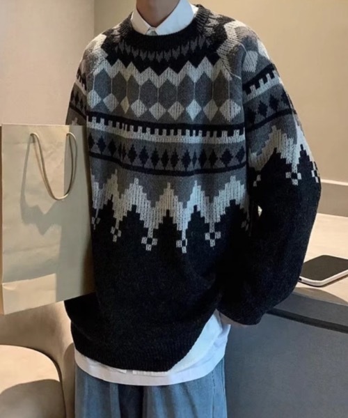 セーター ニット オーバーサイズノルディックニット メンズ レディース