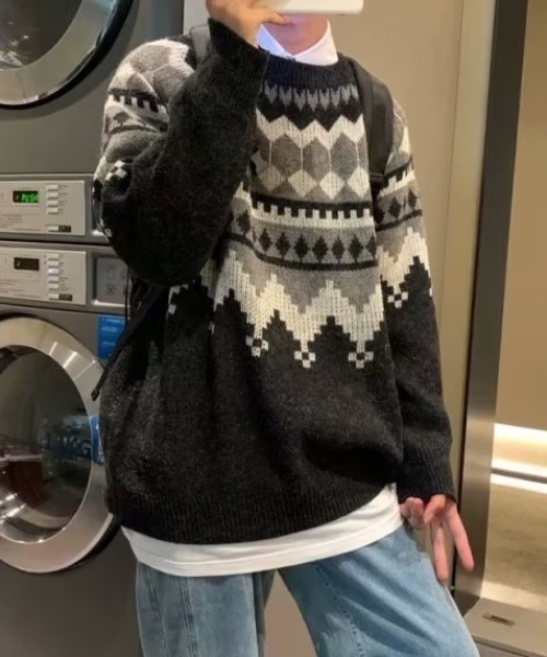セーター ニット オーバーサイズノルディックニット メンズ レディース
