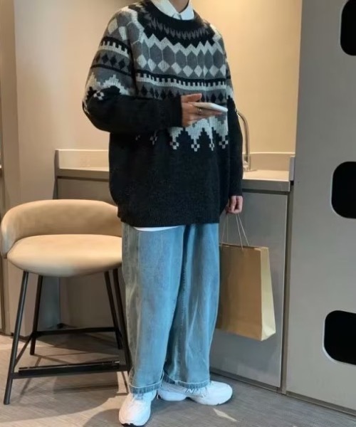 セーター ニット オーバーサイズノルディックニット メンズ レディース