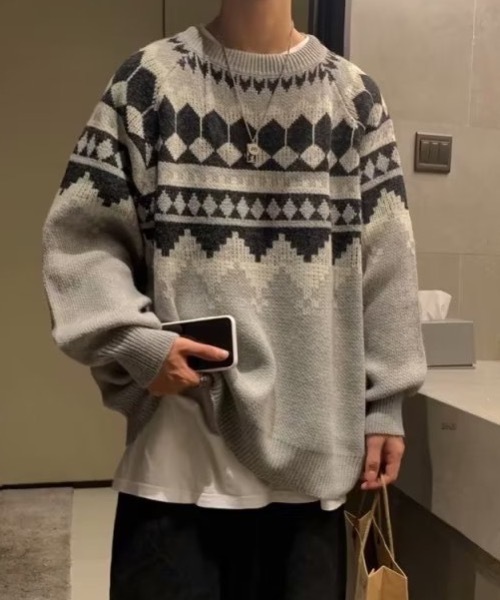 セーター ニット オーバーサイズノルディックニット メンズ レディース