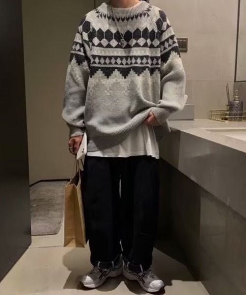 セーター ニット オーバーサイズノルディックニット メンズ レディース