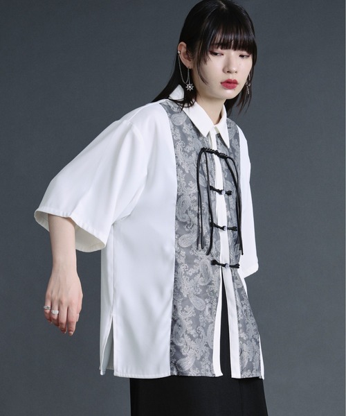 「Ellno Loset」 半袖シャツ SMALL ブラック メンズ_画像6