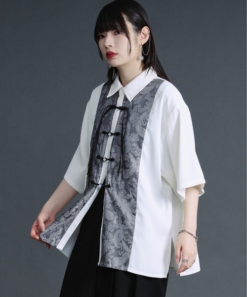 「Ellno Loset」 半袖シャツ SMALL ブラック メンズ_画像8