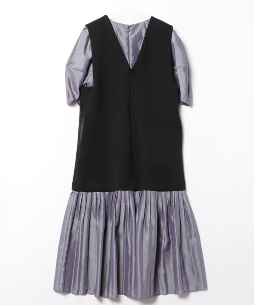「LANVIN en Bleu」 半袖ワンピース 36 ネイビー レディースの画像