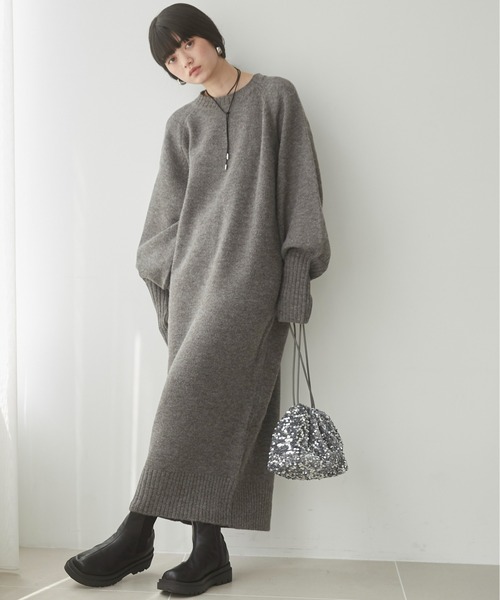 「ANGIE」 ニットワンピース FREE ベージュ レディース_画像3