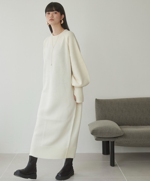「ANGIE」 ニットワンピース FREE ベージュ レディース_画像4