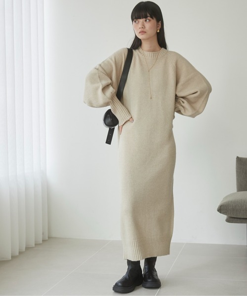「ANGIE」 ニットワンピース FREE ベージュ レディース_画像5
