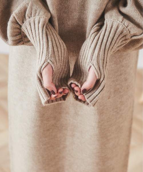 「ANGIE」 ニットワンピース FREE ベージュ レディース_画像9