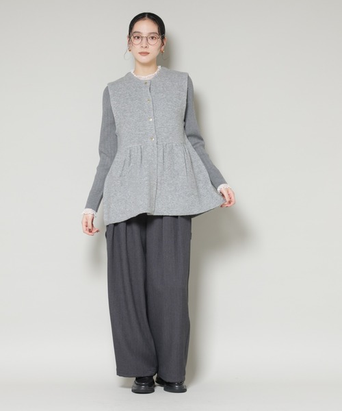 ✨美品✨リミフゥ ダブルジャケット ニット ベスト ブラック S ペプラムベスト＆リブニット | NATURAL BEAUTY BASIC（ナチュラル