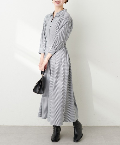 「natural couture」 7分袖ワンピース FREE ボルドー レディース_画像5