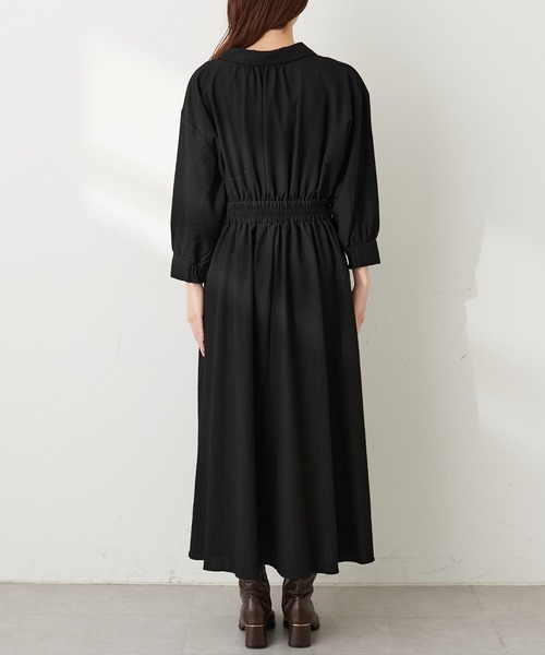 「natural couture」 7分袖ワンピース FREE ボルドー レディース_画像8