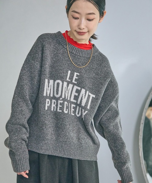 LAKOLE（ラコレ） ニット セーター 6ゲージロゴジャガードニット