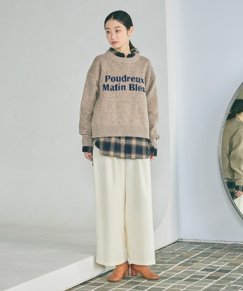 LAKOLE（ラコレ） ニット セーター 6ゲージロゴジャガードニット