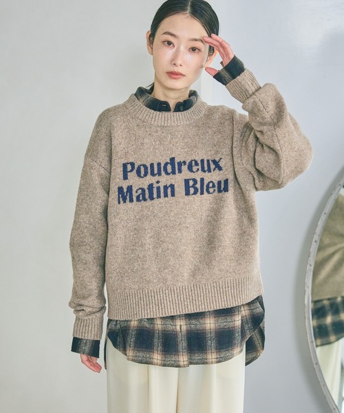 LAKOLE（ラコレ） ニット セーター 6ゲージロゴジャガードニット