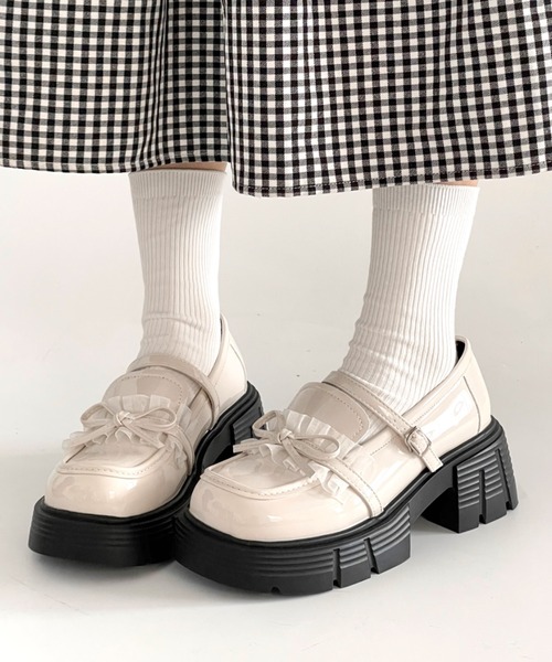 Shoes in Closet（シュークロ） ローファー 軽量 厚底 チュール リボン