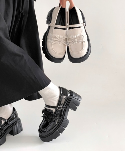 Shoes in Closet（シュークロ） ローファー 軽量 厚底 チュール リボン
