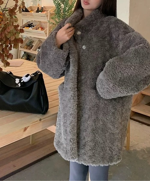 LUCPY ムートンコート ボアコート ふわもこボアオーバーサイズフェイク