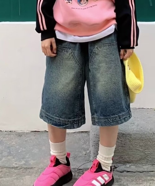 「MEMECLE」 デニムハーフパンツ L ブルー レディース_画像7