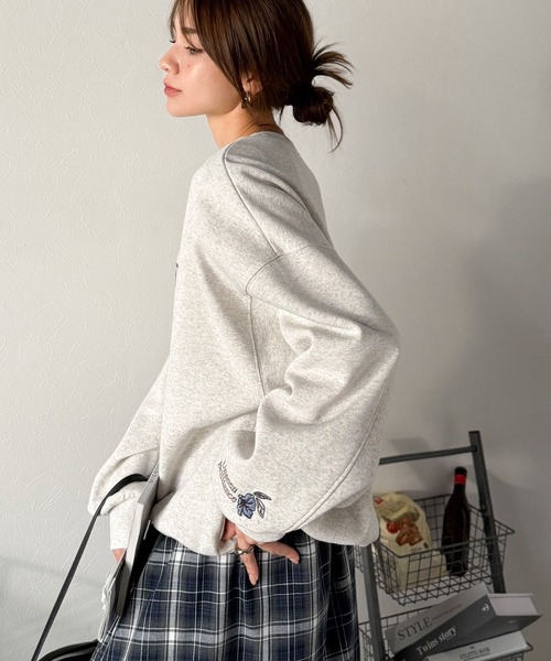 「classicalelf」 スウェットカットソー LARGE グレイッシュベージュ レディース_画像9