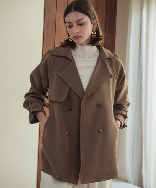 「LOWO」 トレンチコート M ブラウン レディース_画像3